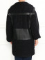 Пальто из шерсти и шелка с кожаными вставками Barbara Bui  –  Модель Верх-Низ1