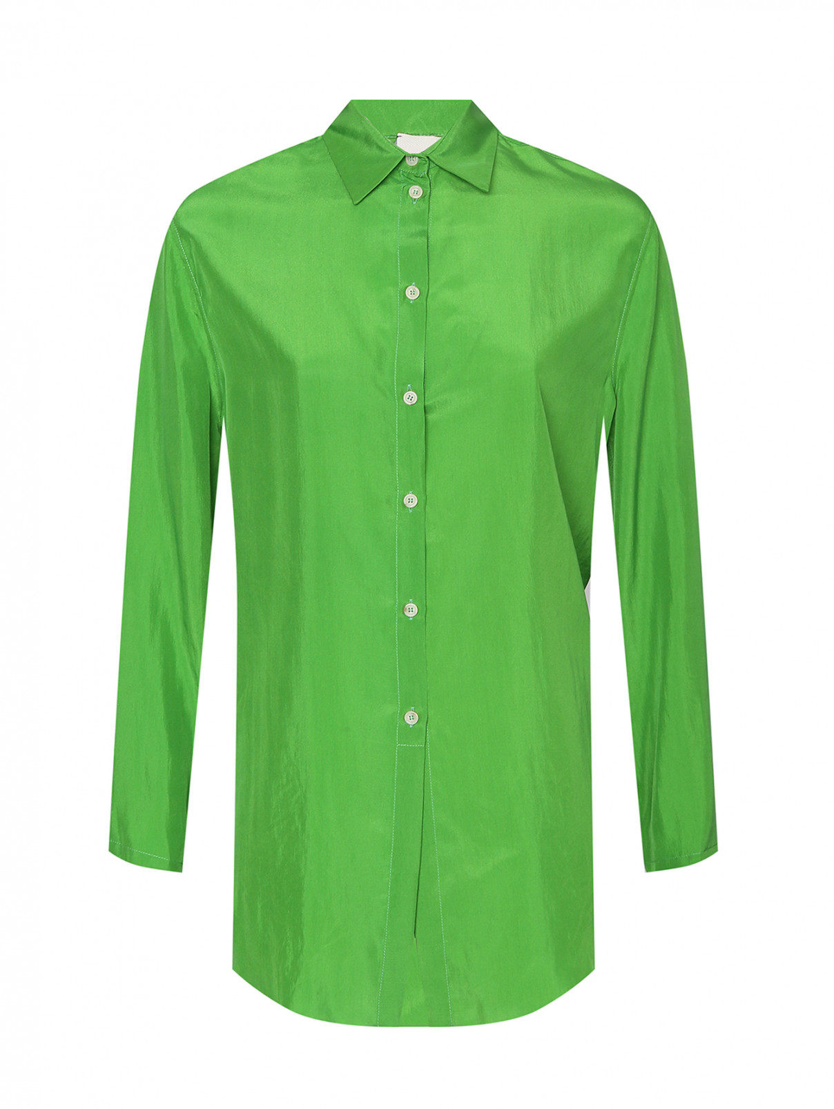 Рубашка из шелка на пуговицах Alysi  –  Общий вид  – Цвет:  Зеленый