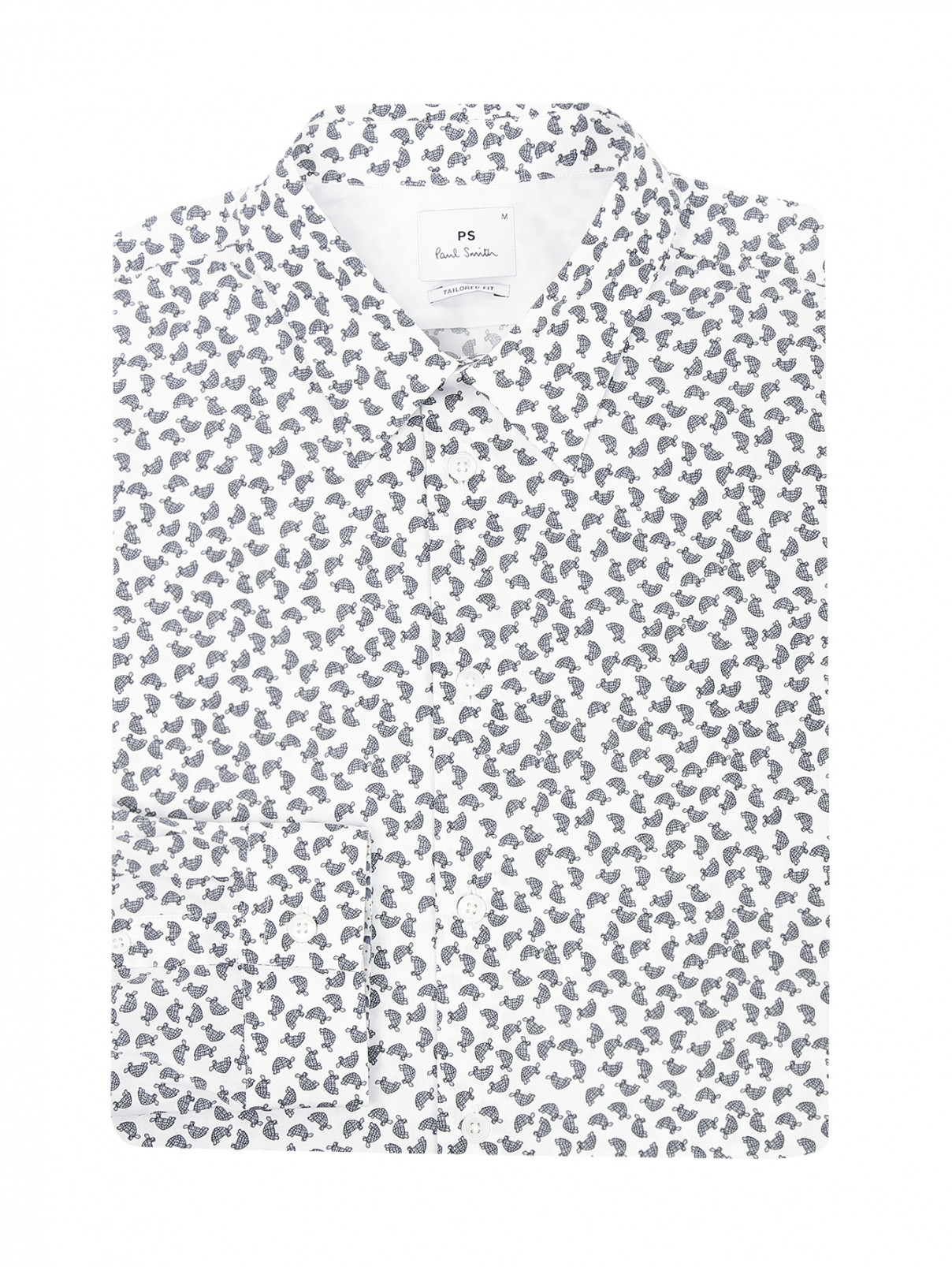 Рубашка из хлопка с узором Paul Smith  –  Общий вид  – Цвет:  Белый