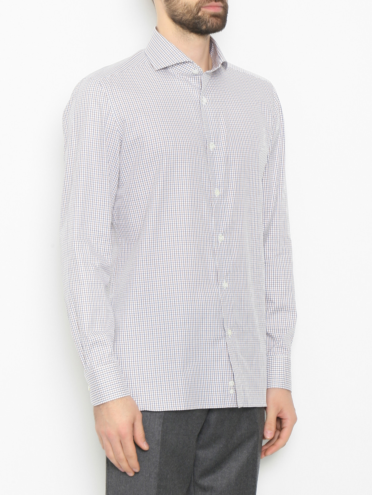Рубашка из хлопка с узором Giampaolo  –  МодельВерхНиз  – Цвет:  Узор