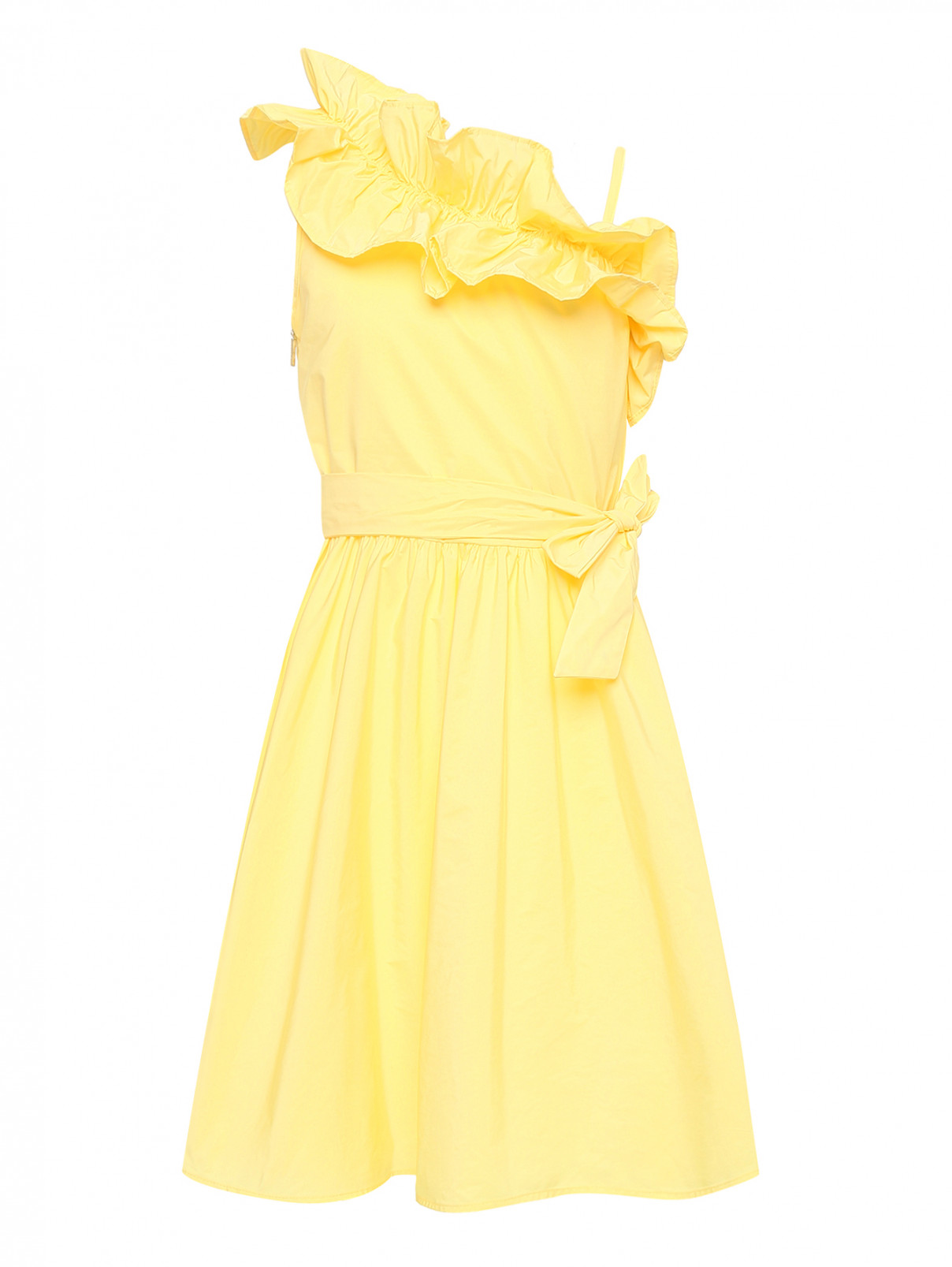 Однотонное платье с поясом MSGM  –  Общий вид  – Цвет:  Желтый