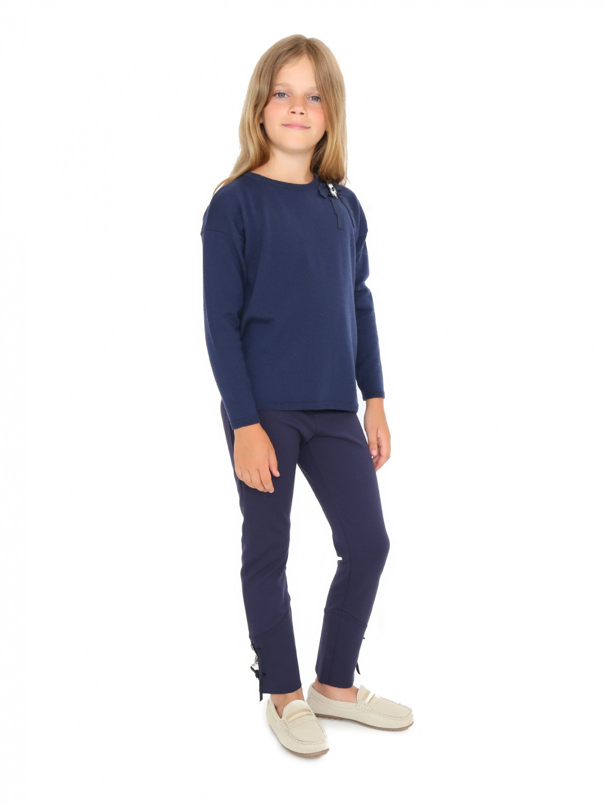 Узкие брюки с декором Ermanno Scervino Junior  –  Модель Общий вид  – Цвет:  Синий