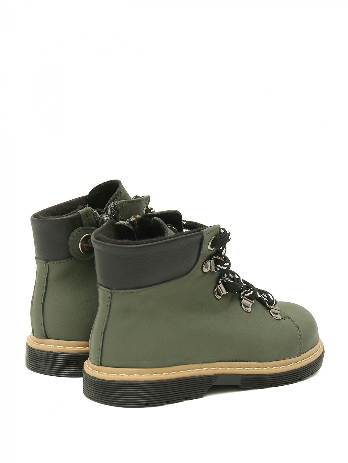 Ботинки из кожи на шнуровке Zecchino d`Oro  –  Обтравка2  – Цвет:  Зеленый