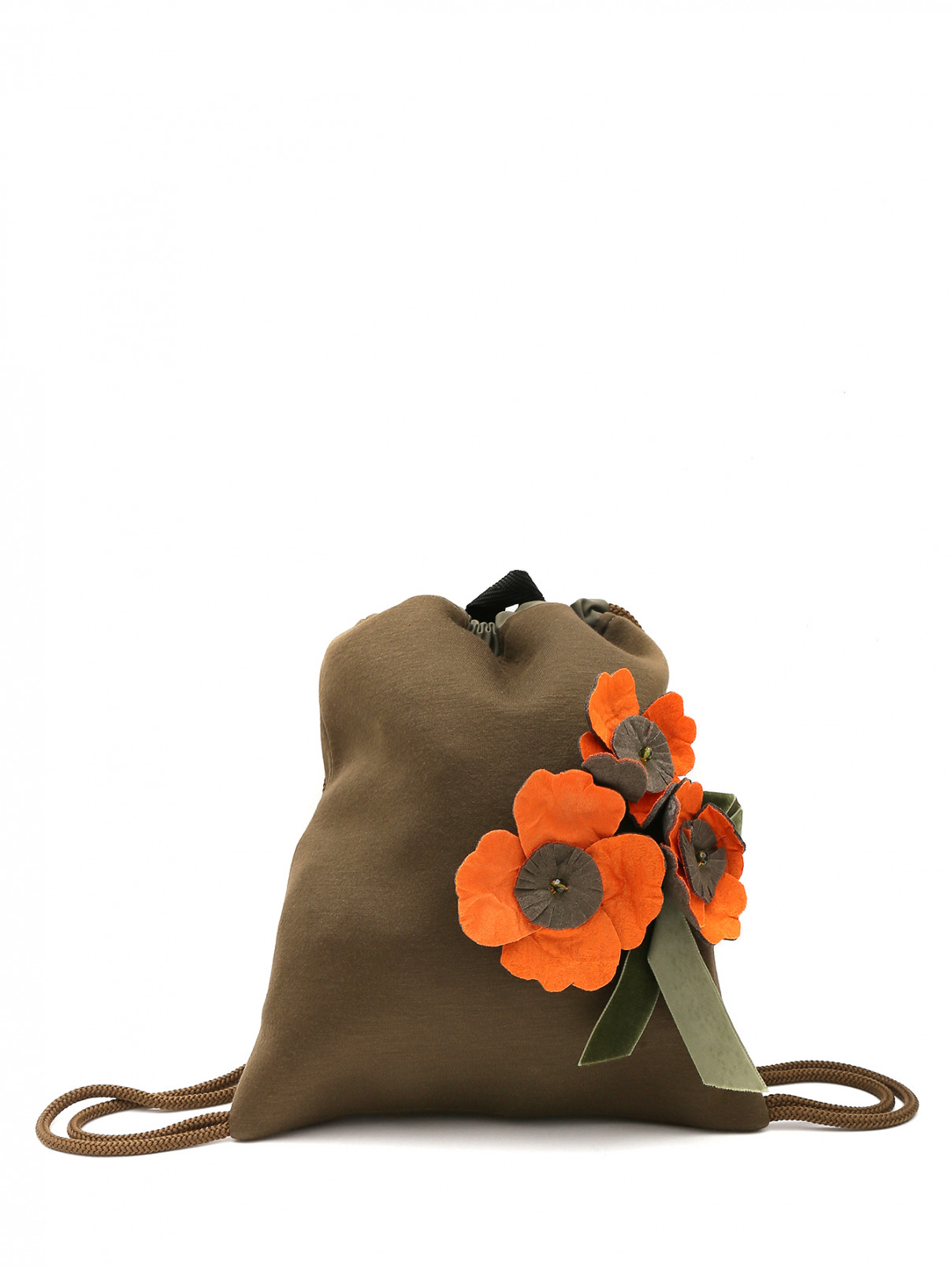 Рюкзак из текстиля с аппликацией MiMiSol  –  Общий вид  – Цвет:  Коричневый