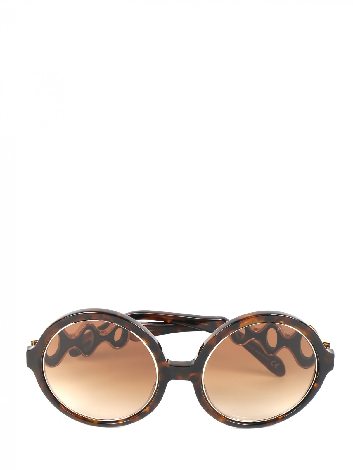 Солнцезащитные очки в пластиковой оправе с декором Emilio Pucci  –  Общий вид  – Цвет:  Коричневый