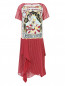 Платье из вискозы с узором и декоративной отделкой I'M Isola Marras  –  Общий вид