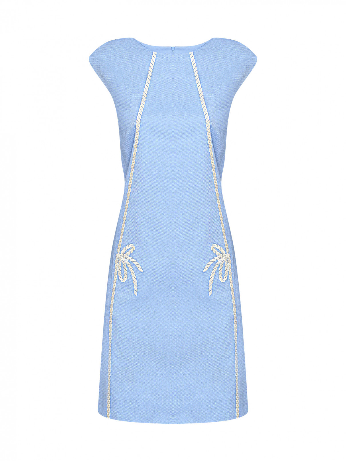 Платье из хлопка с вышивкой Moschino Boutique  –  Общий вид  – Цвет:  Синий