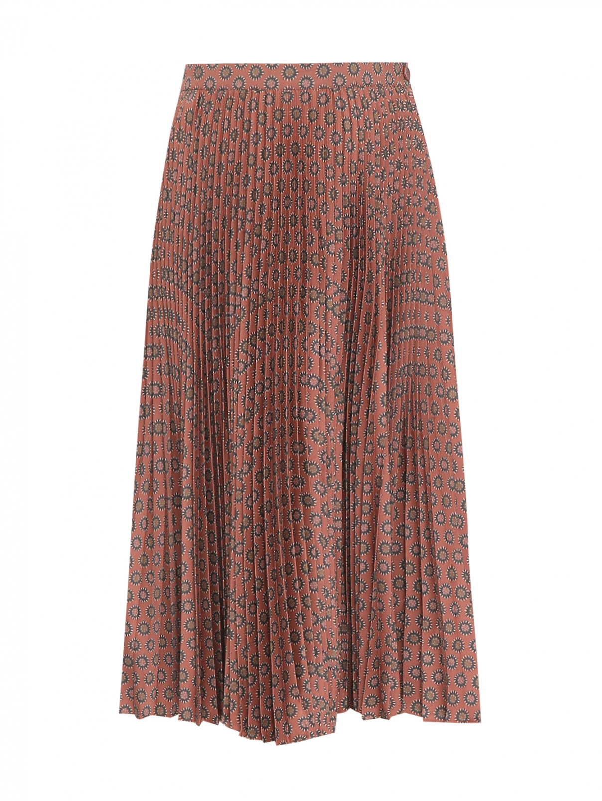 Плиссированная юбка с узором Etro  –  Общий вид  – Цвет:  Коричневый