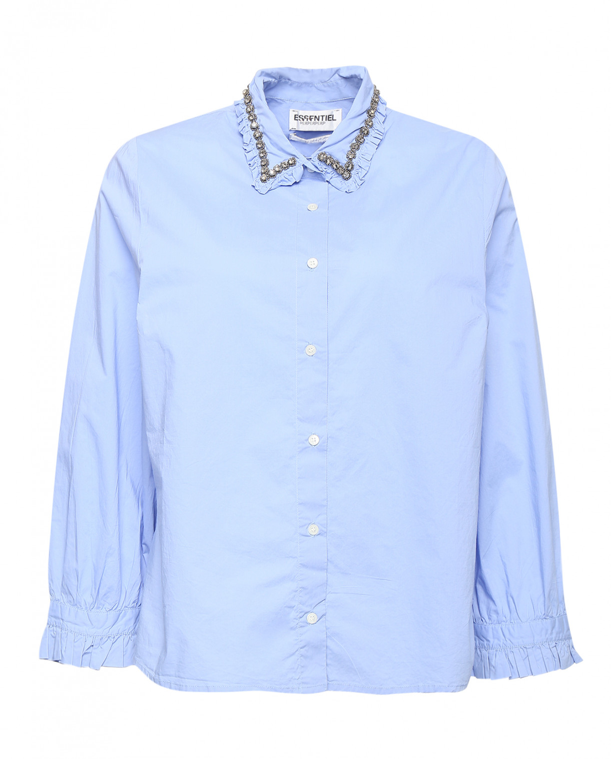 Рубашка из хлопка с декоративным воротником Essentiel Antwerp  –  Общий вид  – Цвет:  Фиолетовый