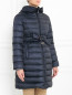 Пуховое пальто с поясом и капюшоном S Max Mara  –  Модель Верх-Низ