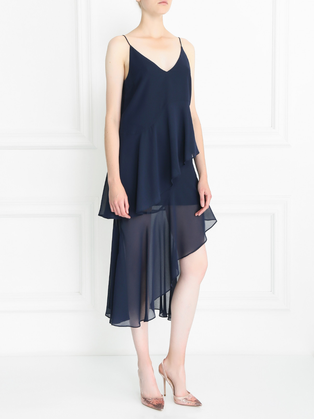 Асимметричная юбка с рюшей Keepsake  –  Модель Общий вид  – Цвет:  Синий