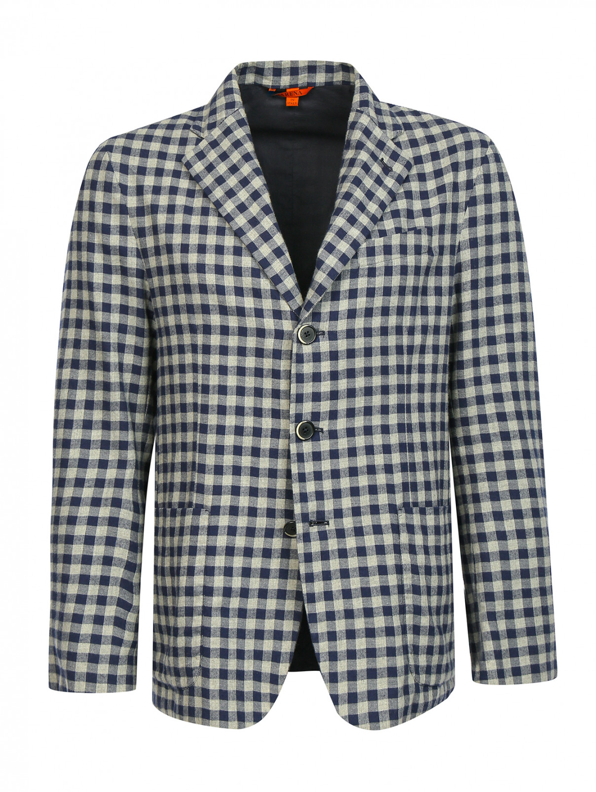 Пиджак из хлопка и шерсти с узором "клетка" Barena  –  Общий вид  – Цвет:  Серый