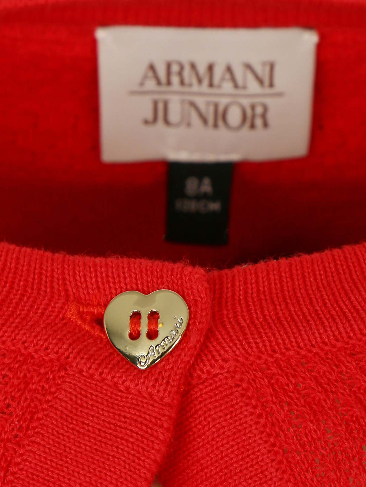Трикотажное болеро с длинными рукавами Armani Junior  –  Деталь1  – Цвет:  Красный
