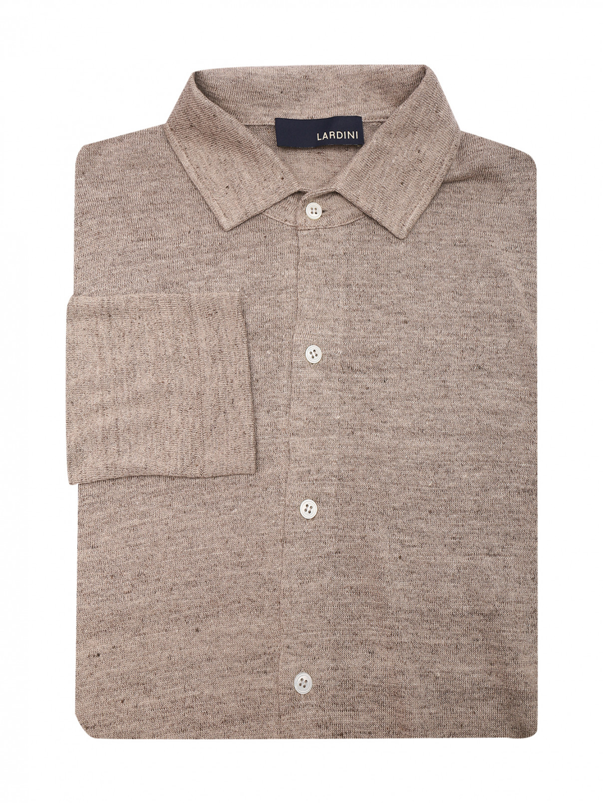Трикотажная рубашка из льна и хлопка LARDINI  –  Общий вид  – Цвет:  Бежевый