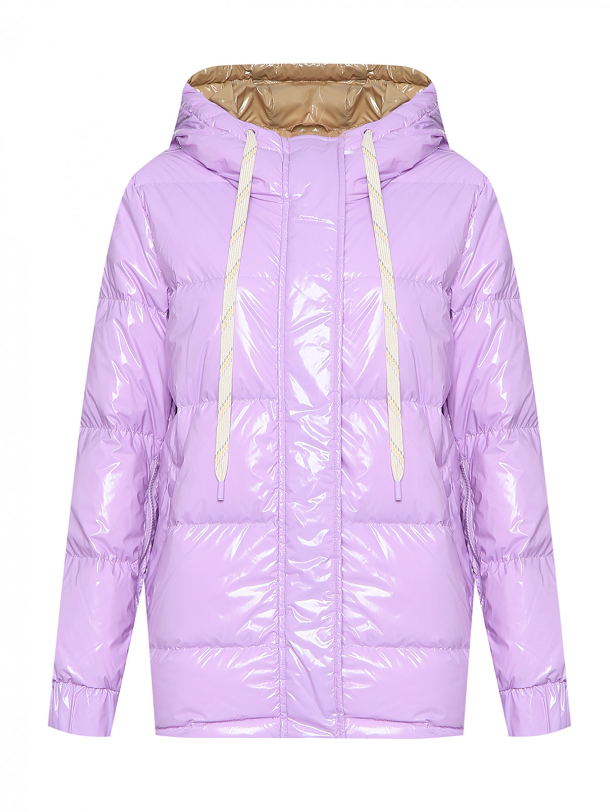 Пуховик с карманами и капюшоном Marina Rinaldi  –  Общий вид  – Цвет:  Фиолетовый
