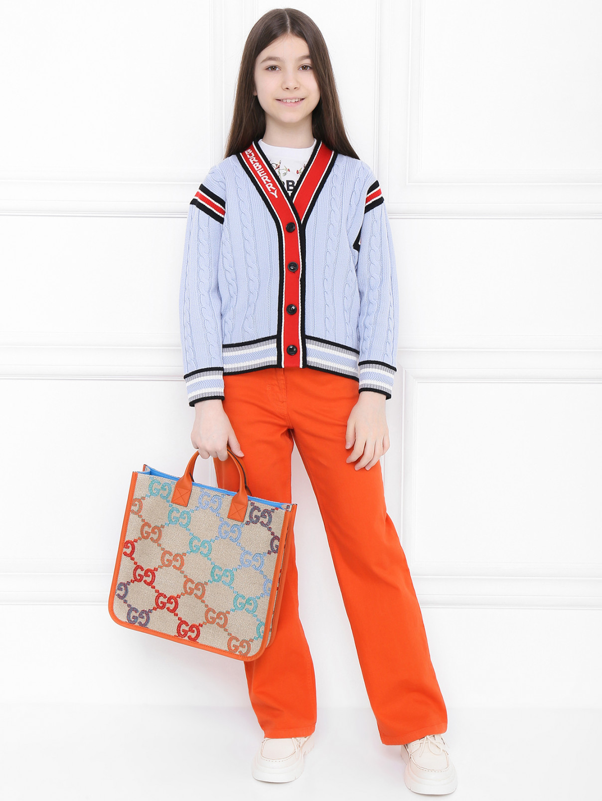 Шерстяной кардиган с узором Burberry  –  МодельОбщийВид  – Цвет:  Узор