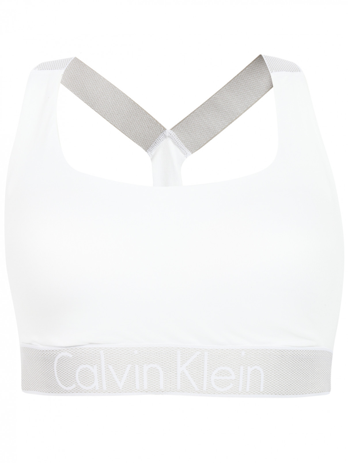 Базовый кроп-топ с контрастной отделкой Calvin Klein  –  Общий вид  – Цвет:  Белый