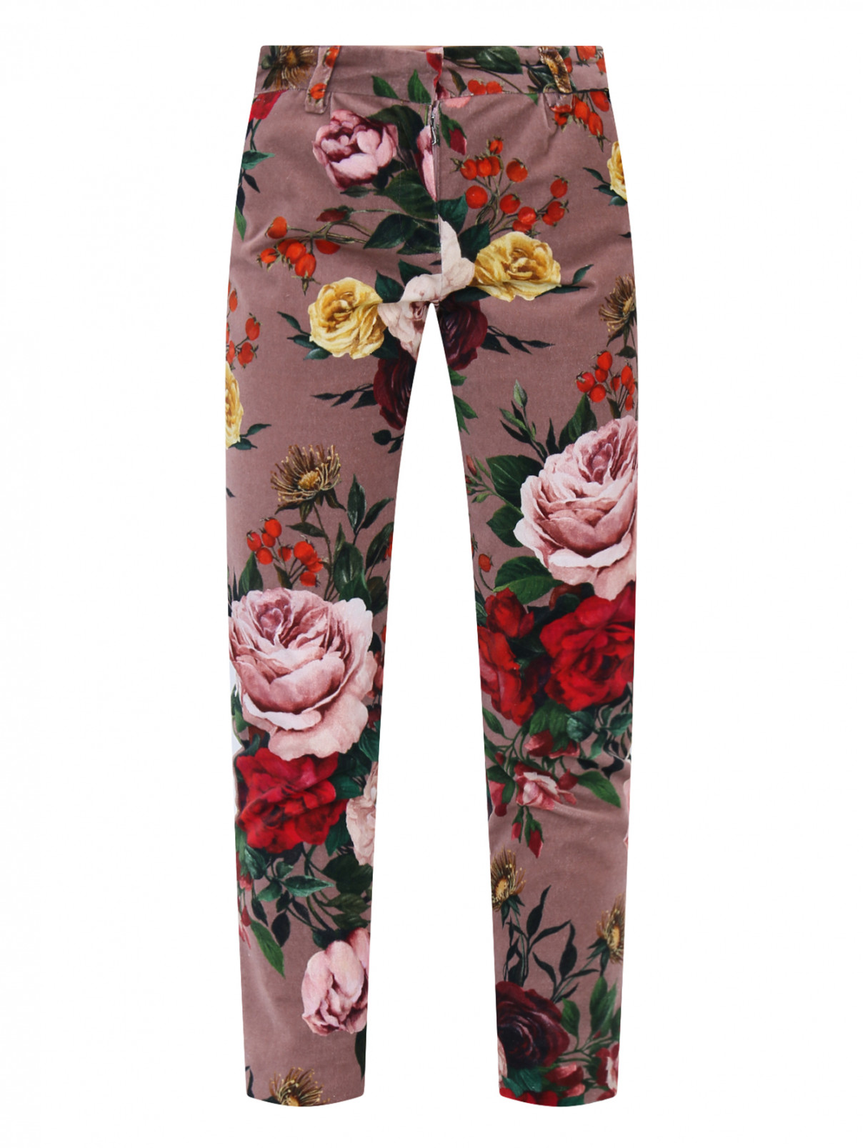 Брюки бархатные с цветочным узором Dolce & Gabbana  –  Общий вид  – Цвет:  Мультиколор