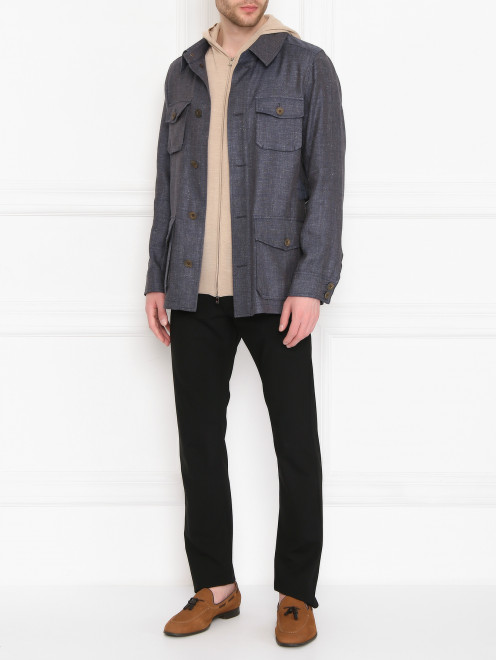 Пиджак из льна и хлопка с накладными карманами LARDINI - МодельОбщийВид