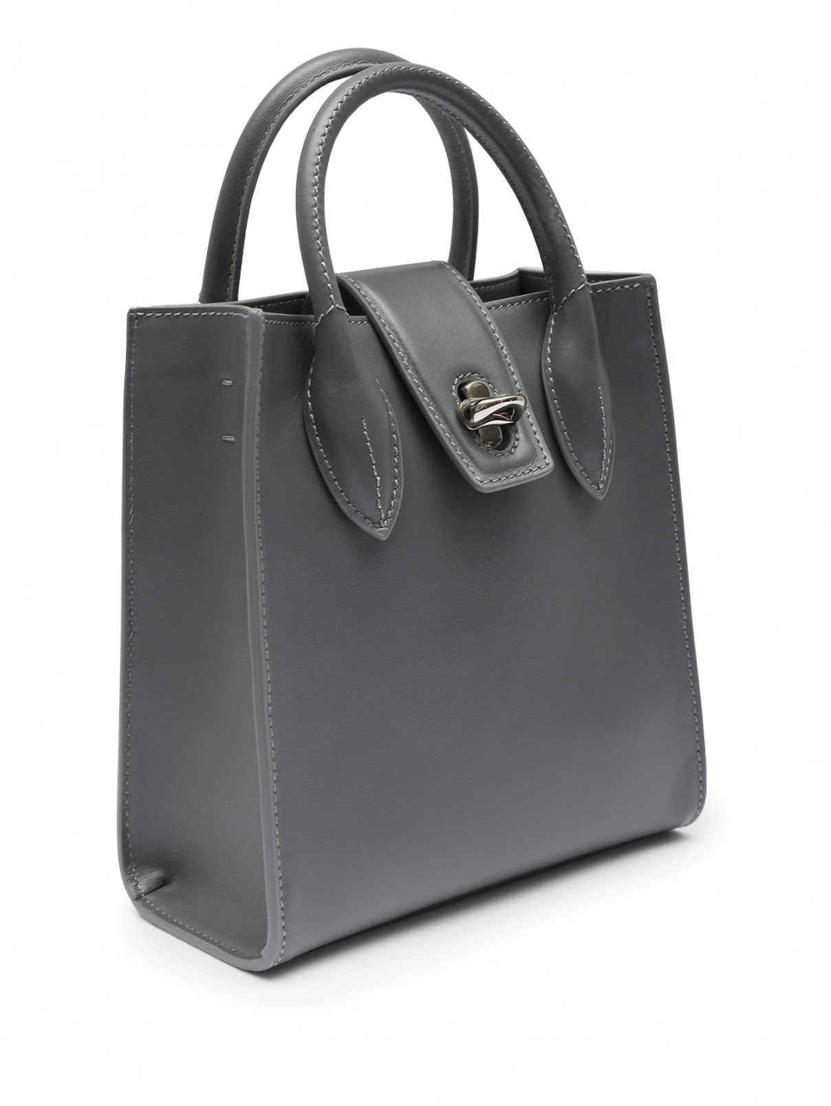 Сумка из гладкой кожи Ermanno Scervino  –  Обтравка1  – Цвет:  Серый