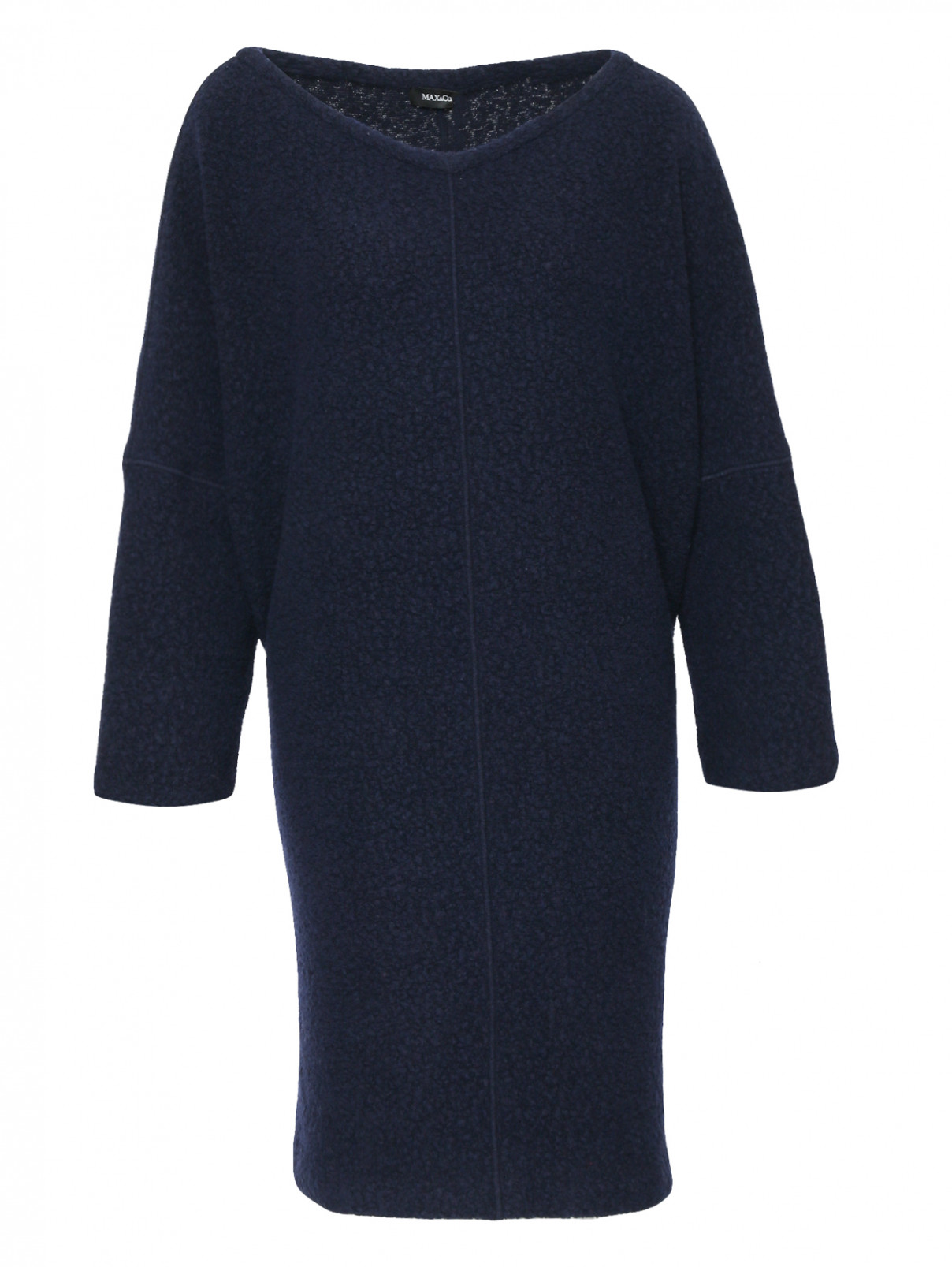 Платье-мини из шерсти свободного кроя Max&Co  –  Общий вид  – Цвет:  Синий