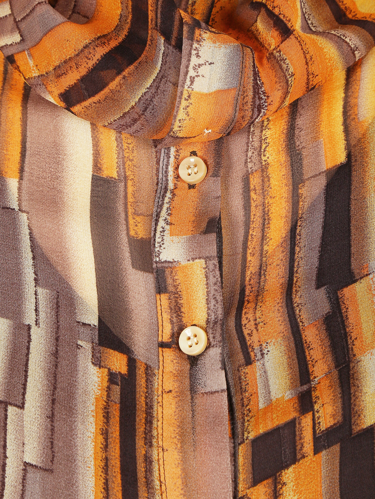 Блуза из шелка с узором Marina Rinaldi  –  Деталь1  – Цвет:  Оранжевый