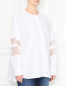 Блуза из хлопка с прозрачными вставками на рукавах Marina Rinaldi  –  МодельВерхНиз