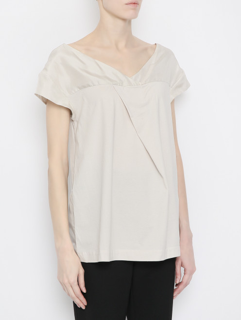 Блуза из шелка и хлопка с коротким рукавом TWINSET - МодельВерхНиз