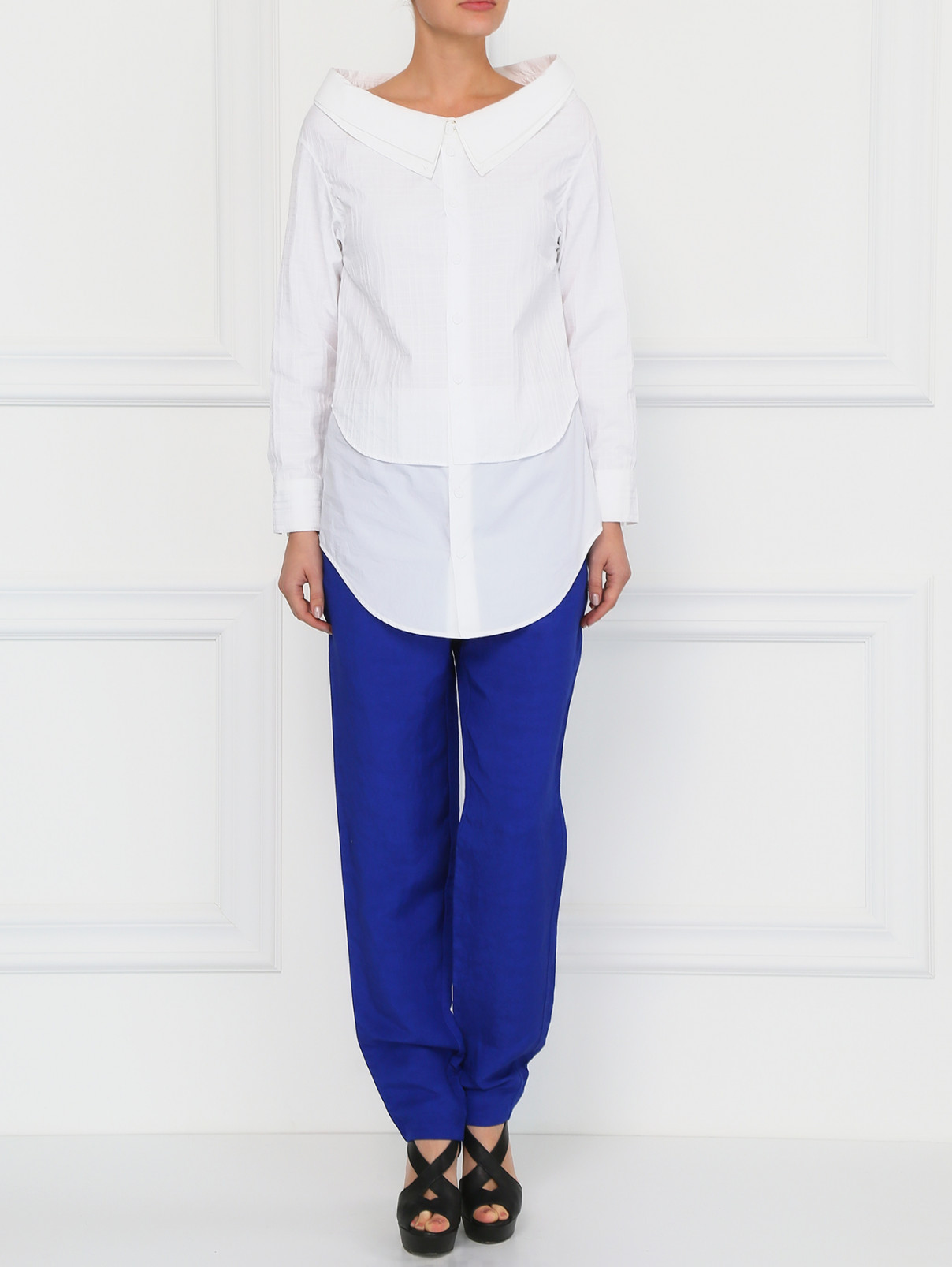 Легкие брюки с поясом Moschino  –  Модель Общий вид  – Цвет:  Синий