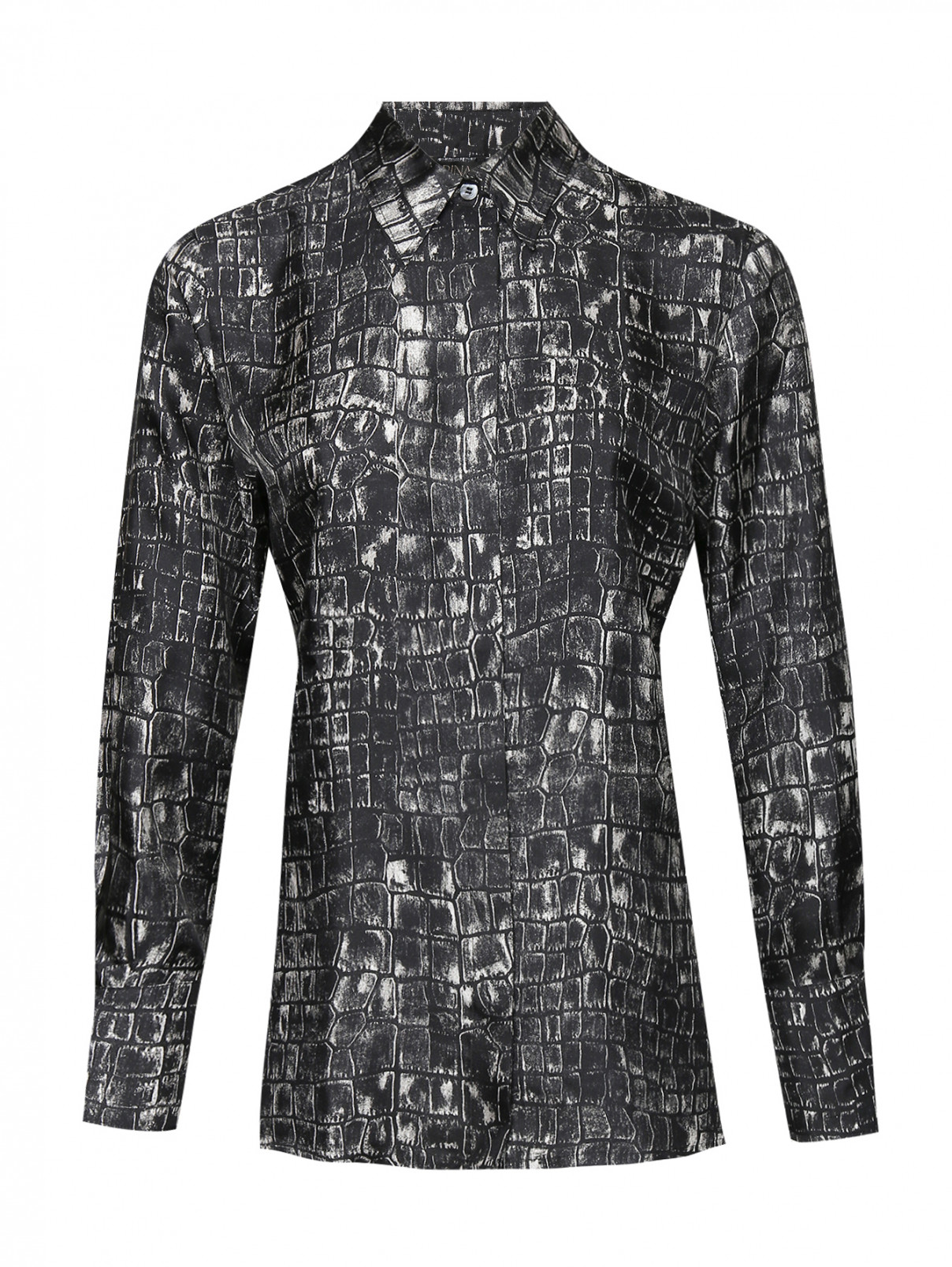 Блузка из шелка с узором Marina Rinaldi  –  Общий вид  – Цвет:  Узор