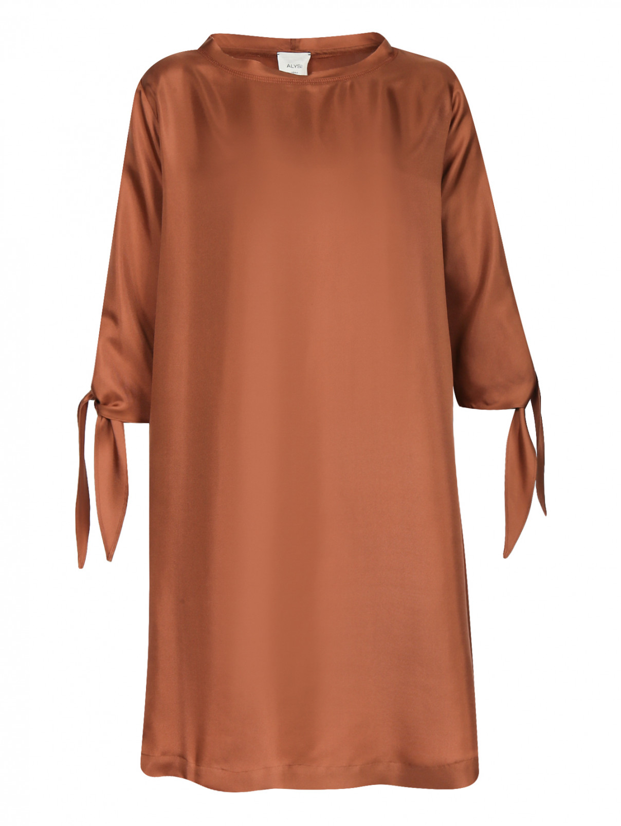 Платье из шелка свободного кроя Alysi  –  Общий вид  – Цвет:  Коричневый