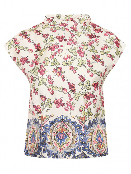 Блуза из шелка с цветочным узором на пуговицах Etro - Общий вид