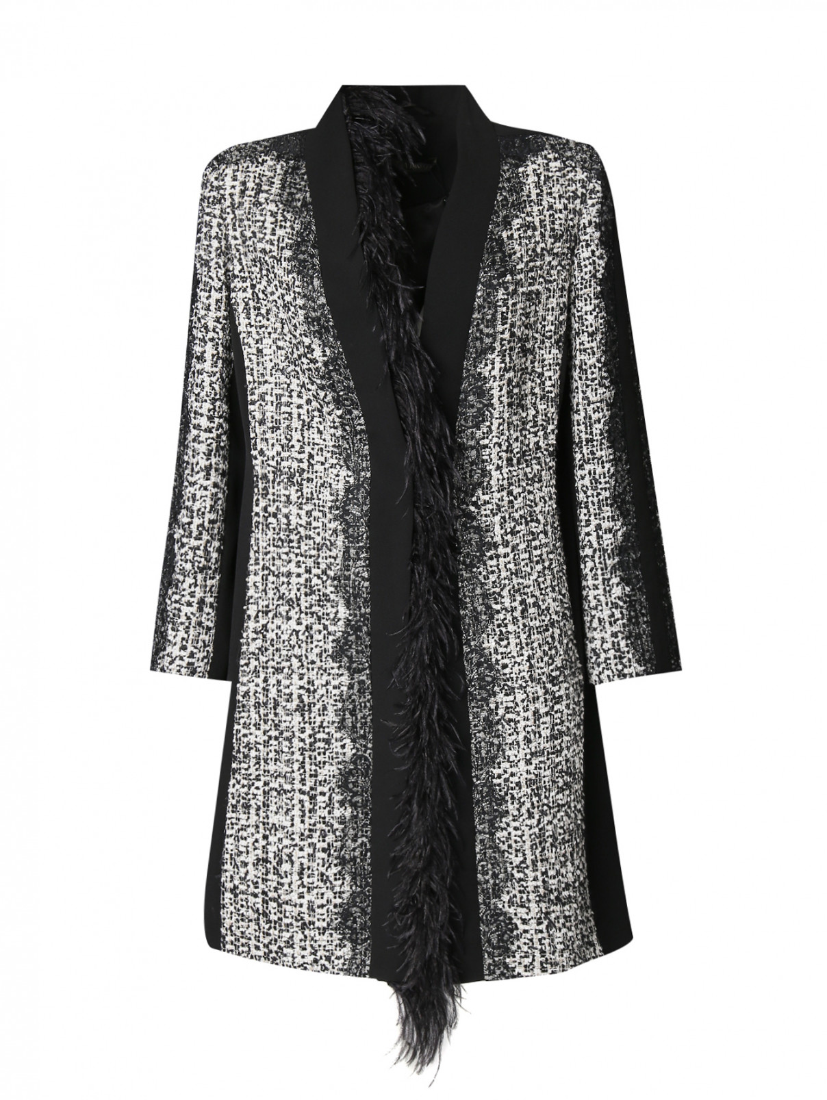 Полупальто с вышивкой и декором Marina Rinaldi  –  Общий вид  – Цвет:  Узор