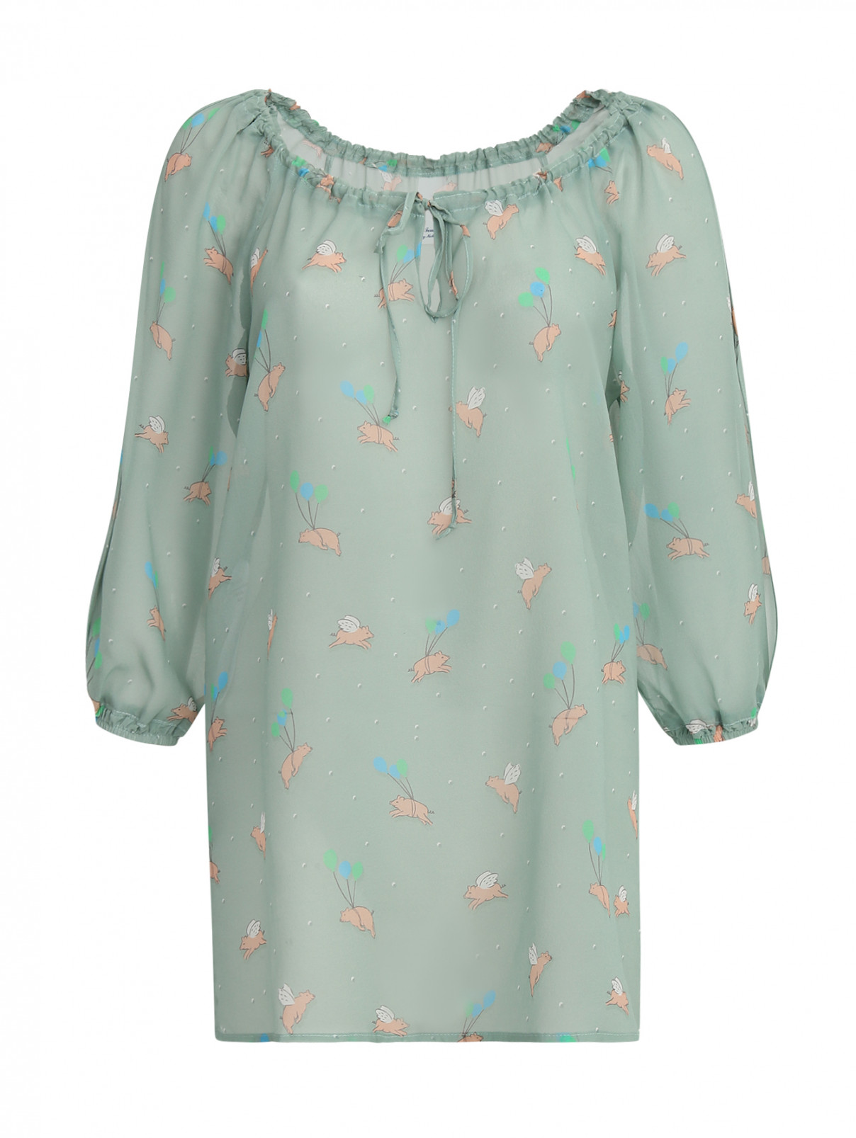 Блуза из вискозы с узором Femme by Michele R.  –  Общий вид  – Цвет:  Узор