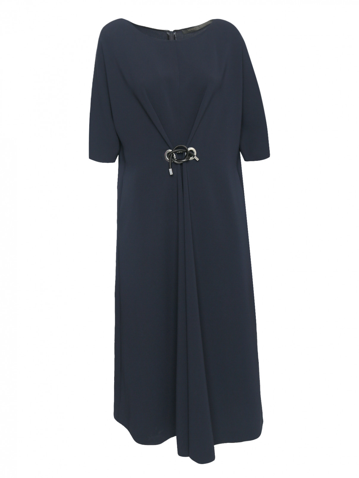 Платье-миди с короткими рукавами Marina Rinaldi  –  Общий вид  – Цвет:  Синий