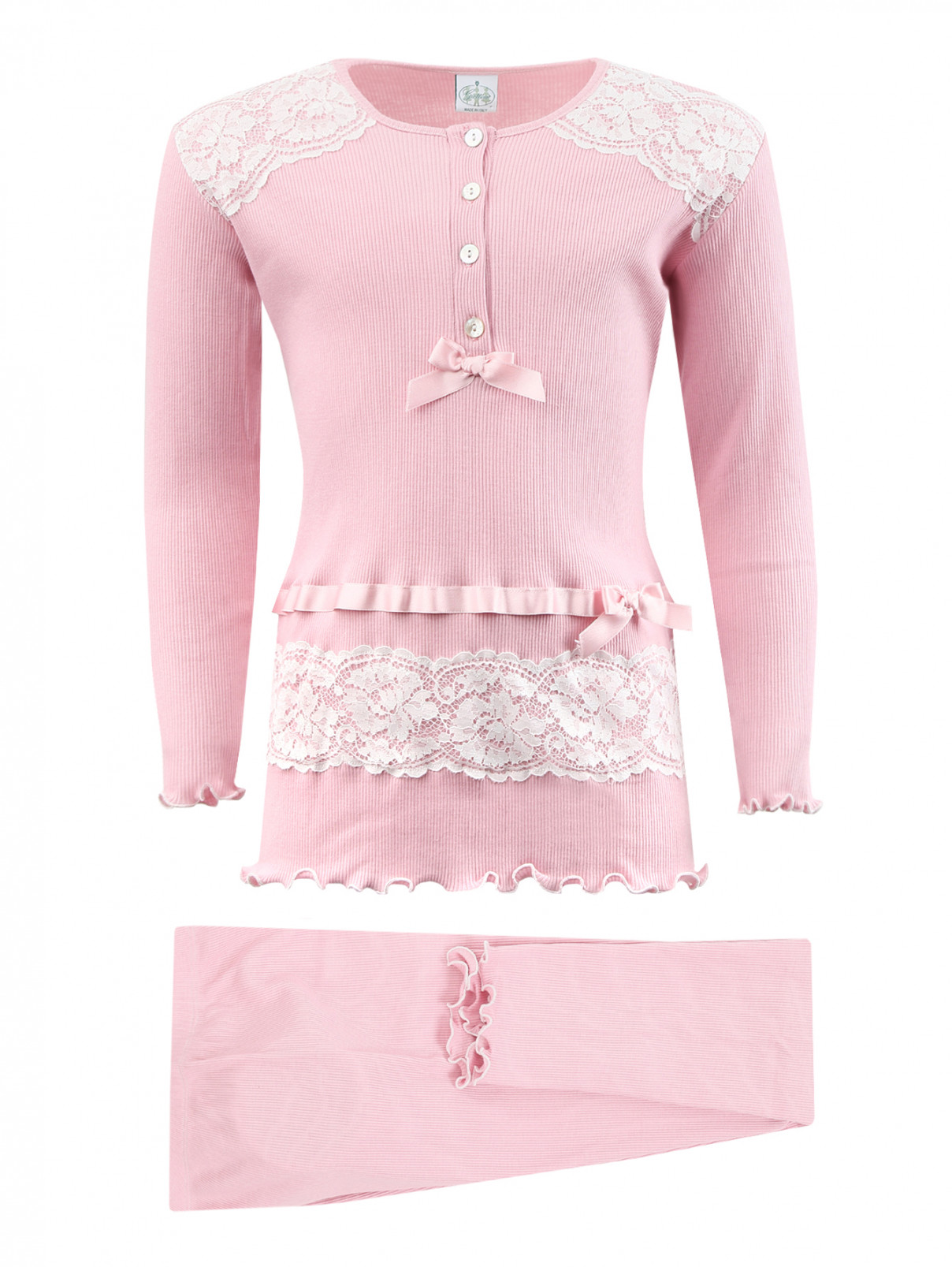 Пижама с кружевной отделкой Giottino  –  Общий вид  – Цвет:  Розовый