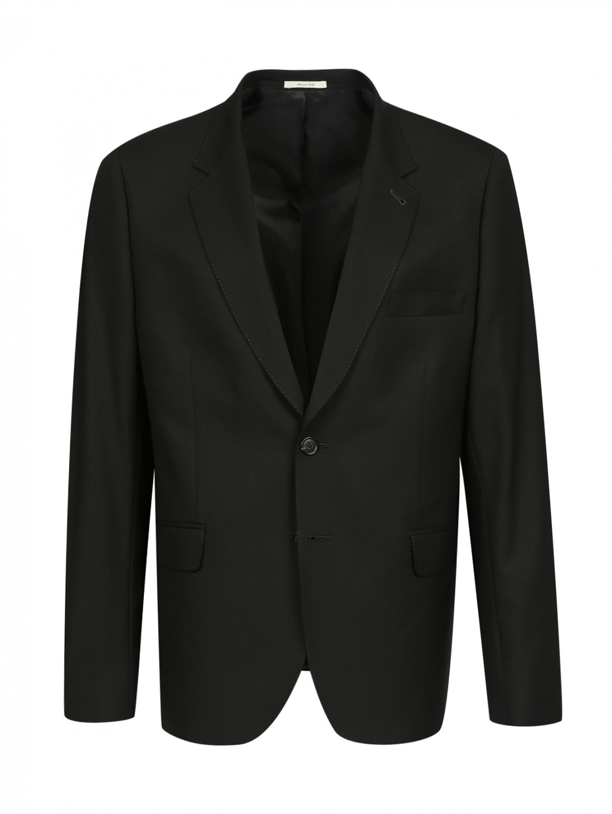 Пиджак однобортный из шерсти Paul Smith  –  Общий вид  – Цвет:  Черный
