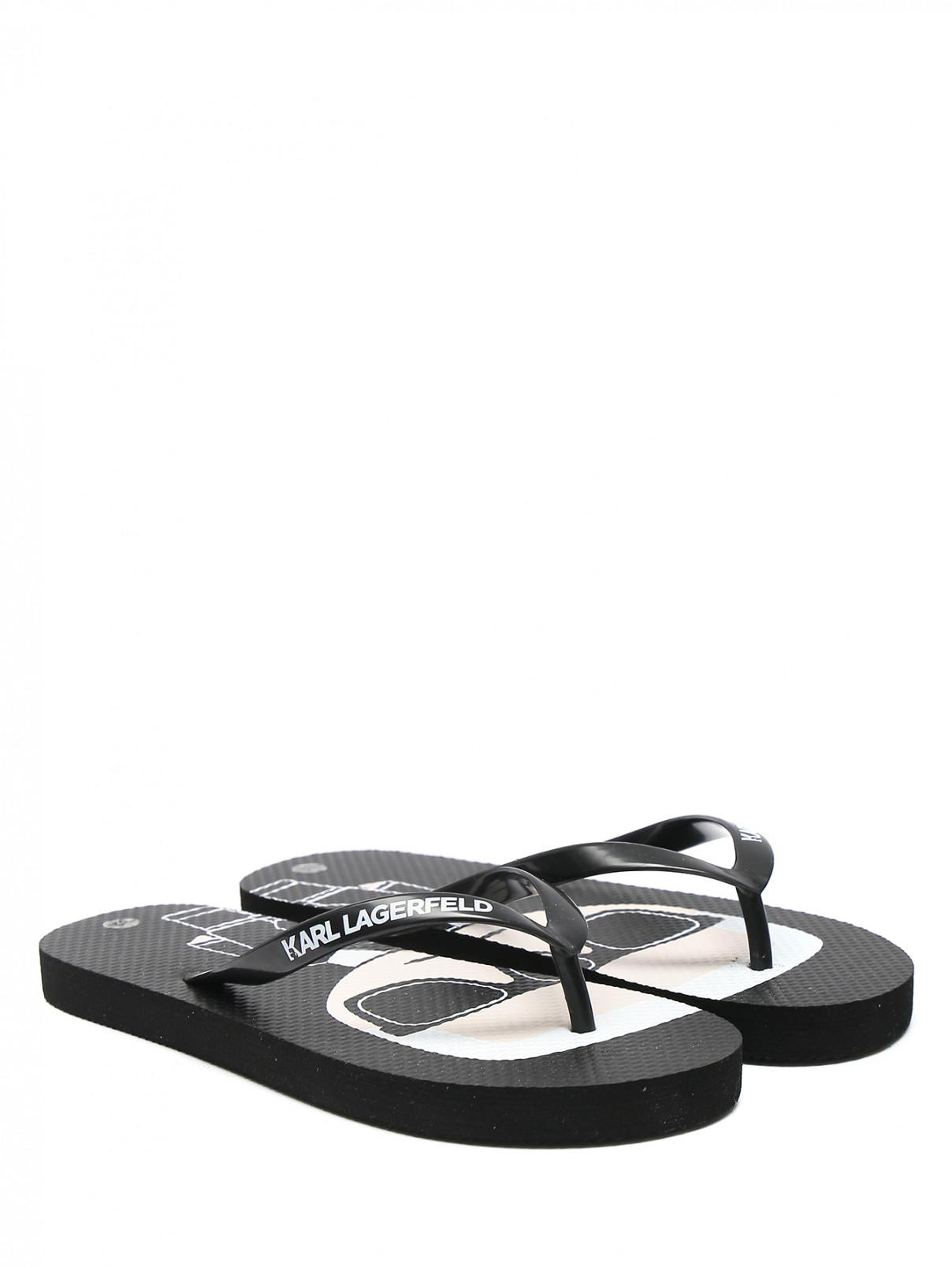 Резиновые шлепанцы с логотипом Karl Lagerfeld  –  Общий вид  – Цвет:  Черный