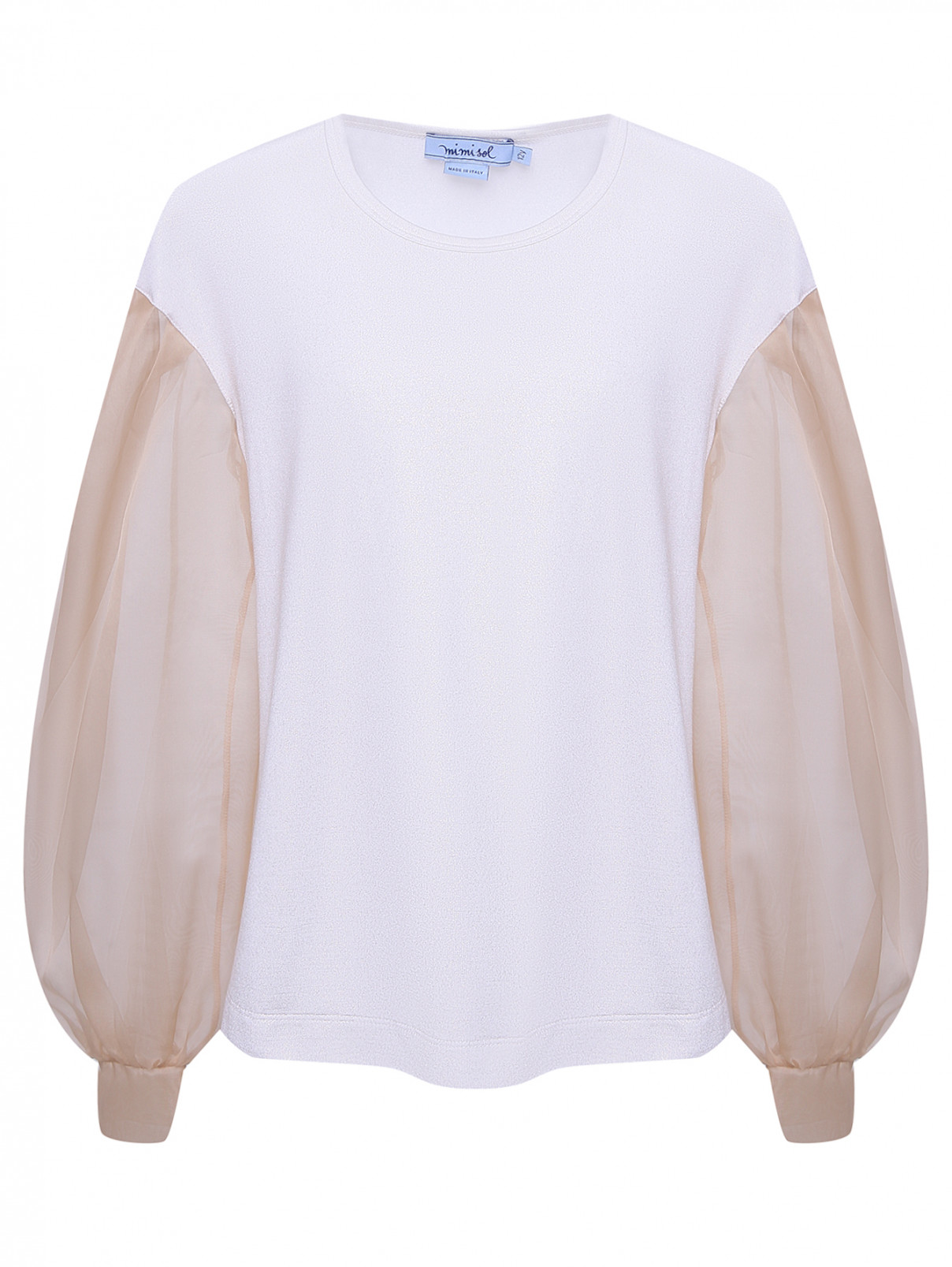 Блуза с рукавами из шелковой органзы MiMiSol  –  Общий вид  – Цвет:  Белый