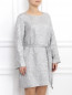 Платье-мини с поясом из фактурной ткани Marina Rinaldi  –  Модель Верх-Низ