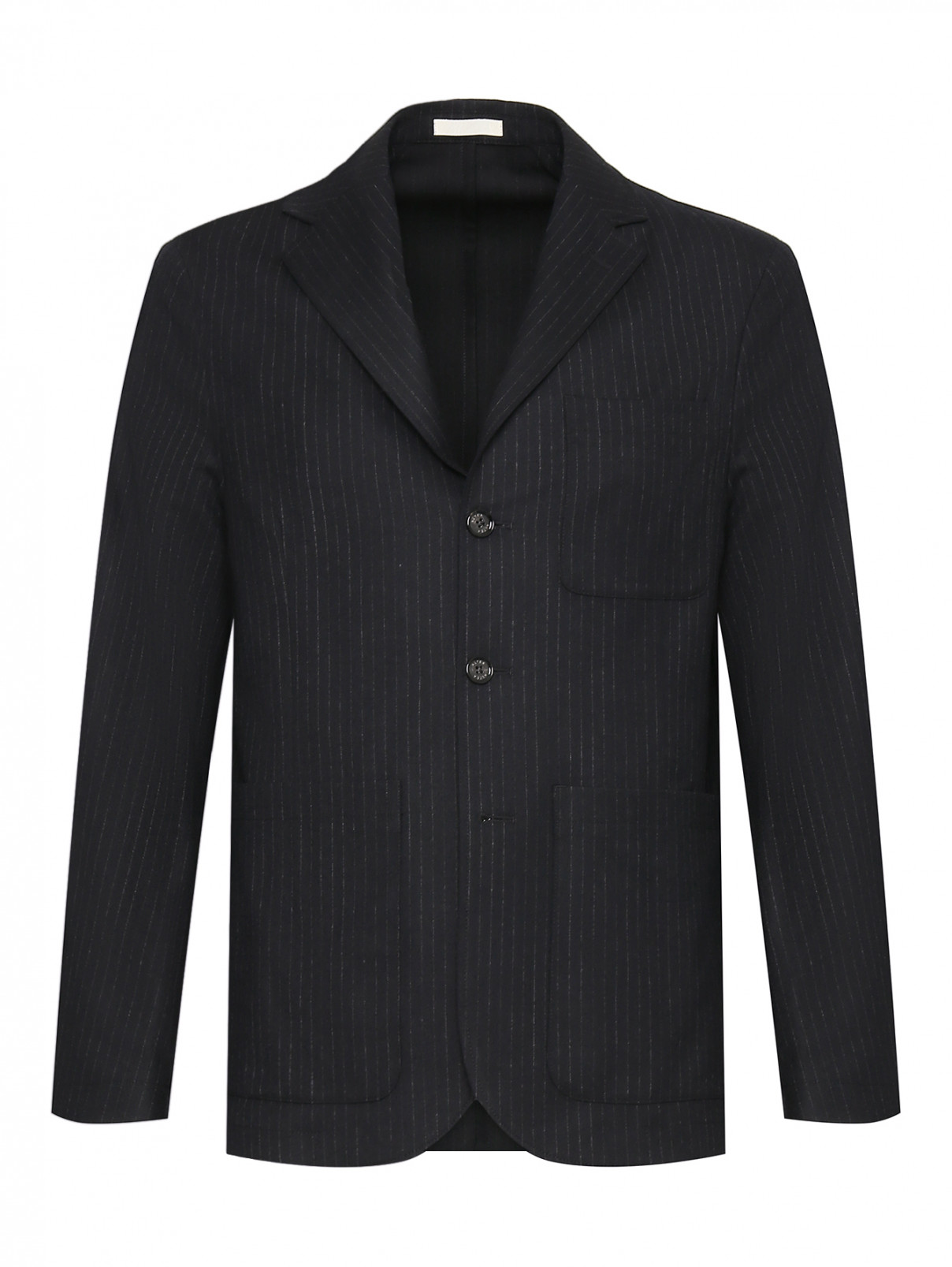 Пиджак из шерсти в тонкую полоску Altea  –  Общий вид  – Цвет:  Черный