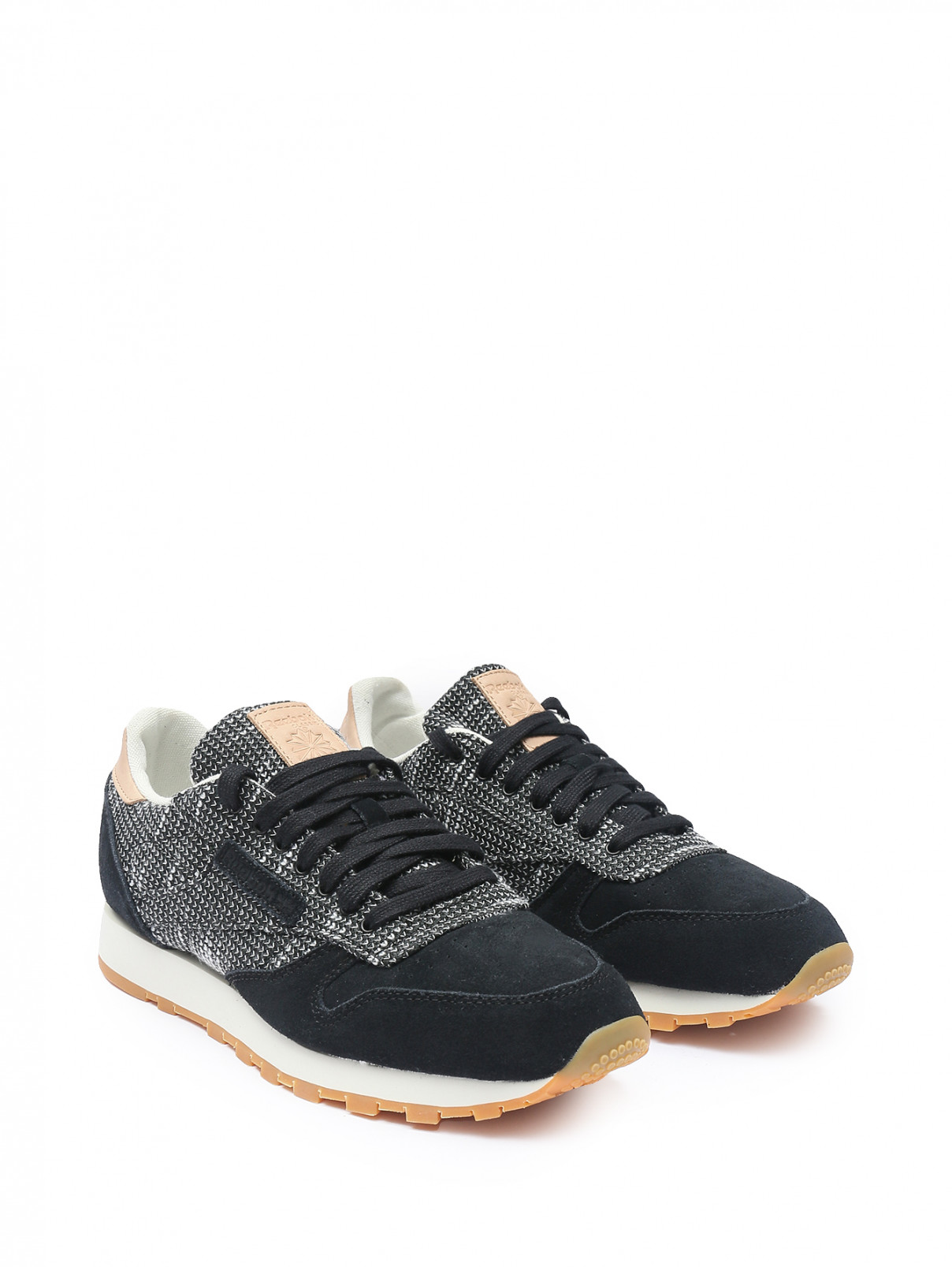 Комбинированные кроссовки с узором Reebok Classic  –  Общий вид  – Цвет:  Черный