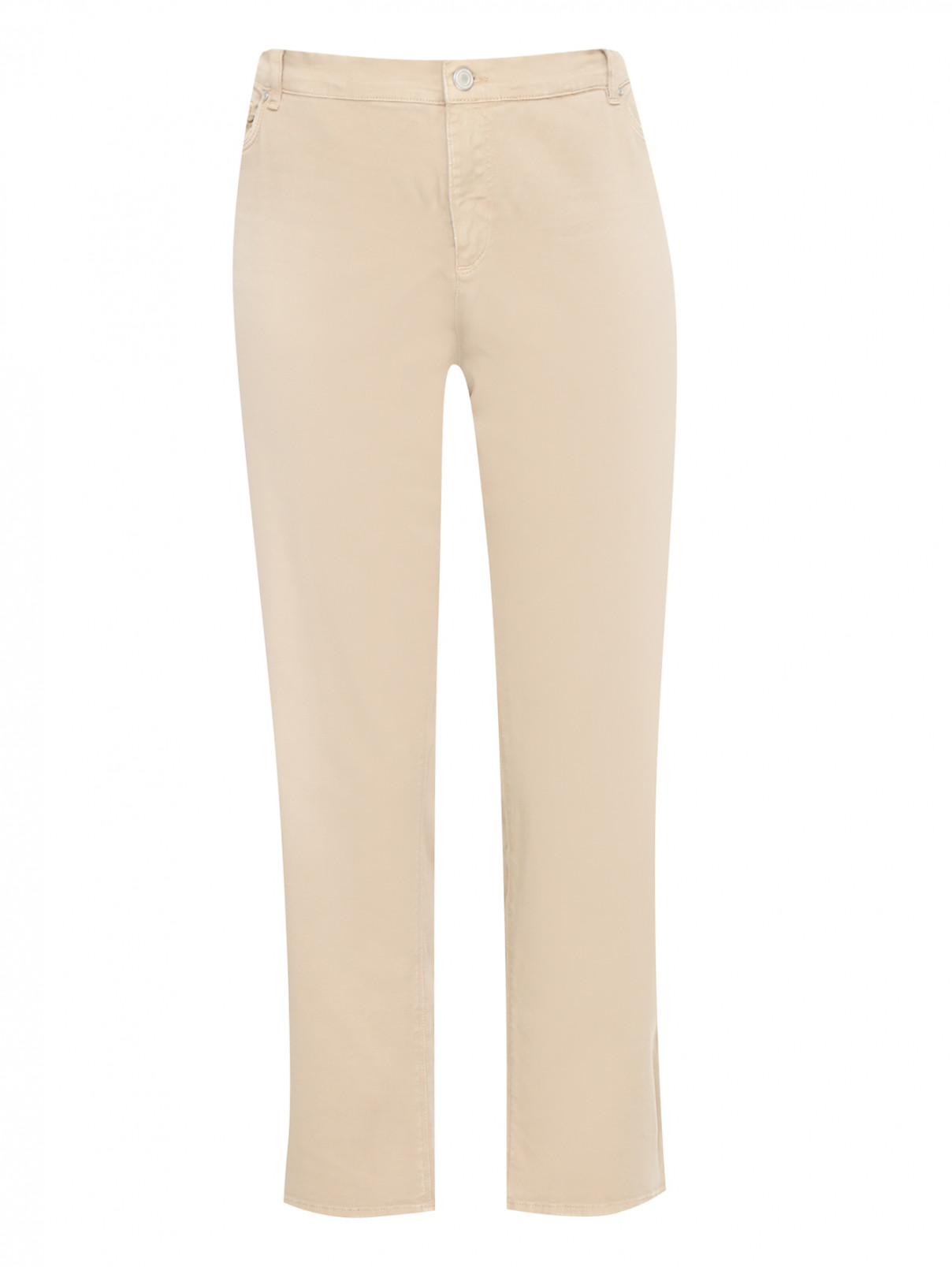 Укороченные джинсы с разрезами Marina Sport  –  Общий вид  – Цвет:  Бежевый