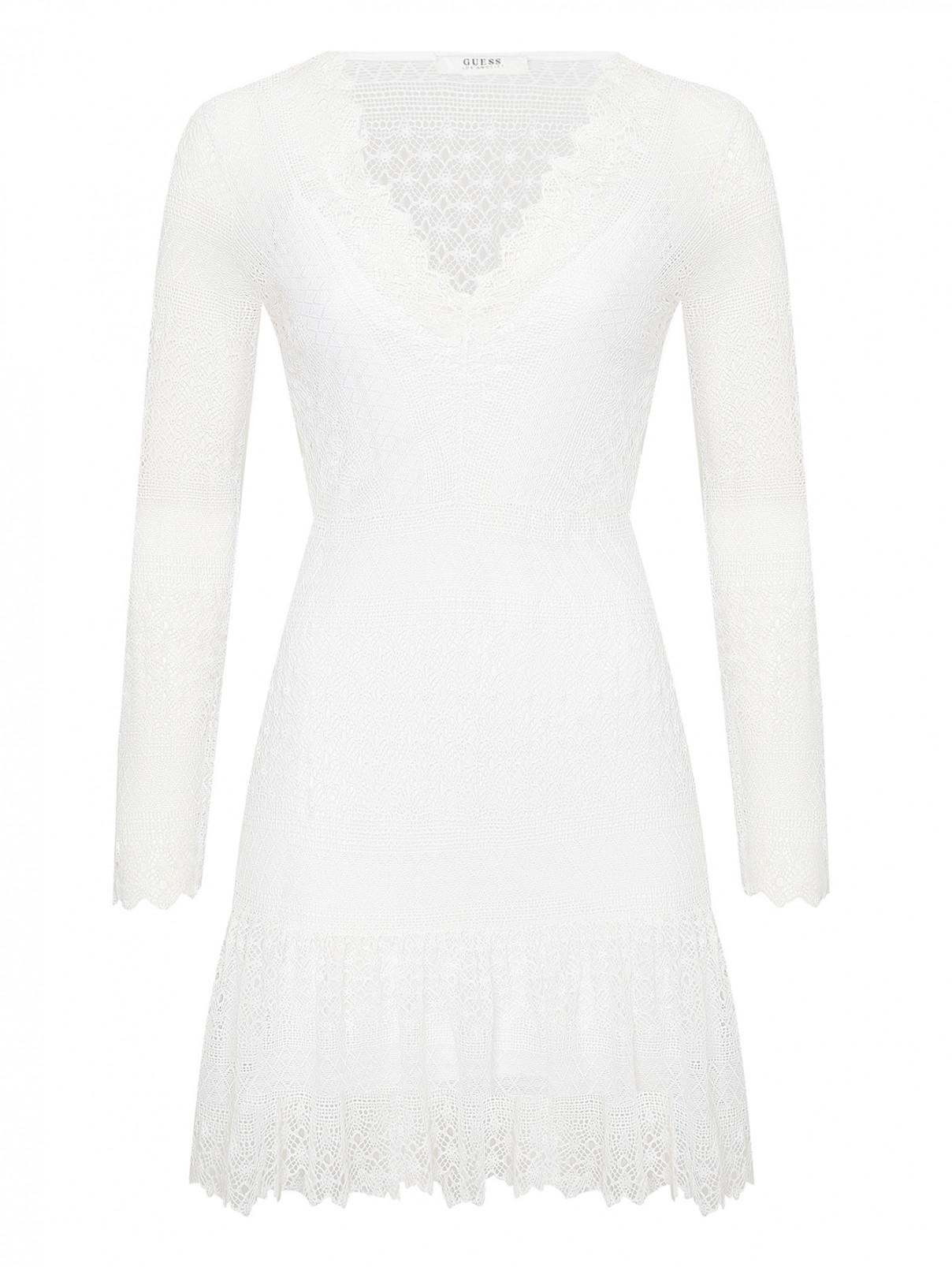 Платье-мини из кружева Guess  –  Общий вид  – Цвет:  Белый