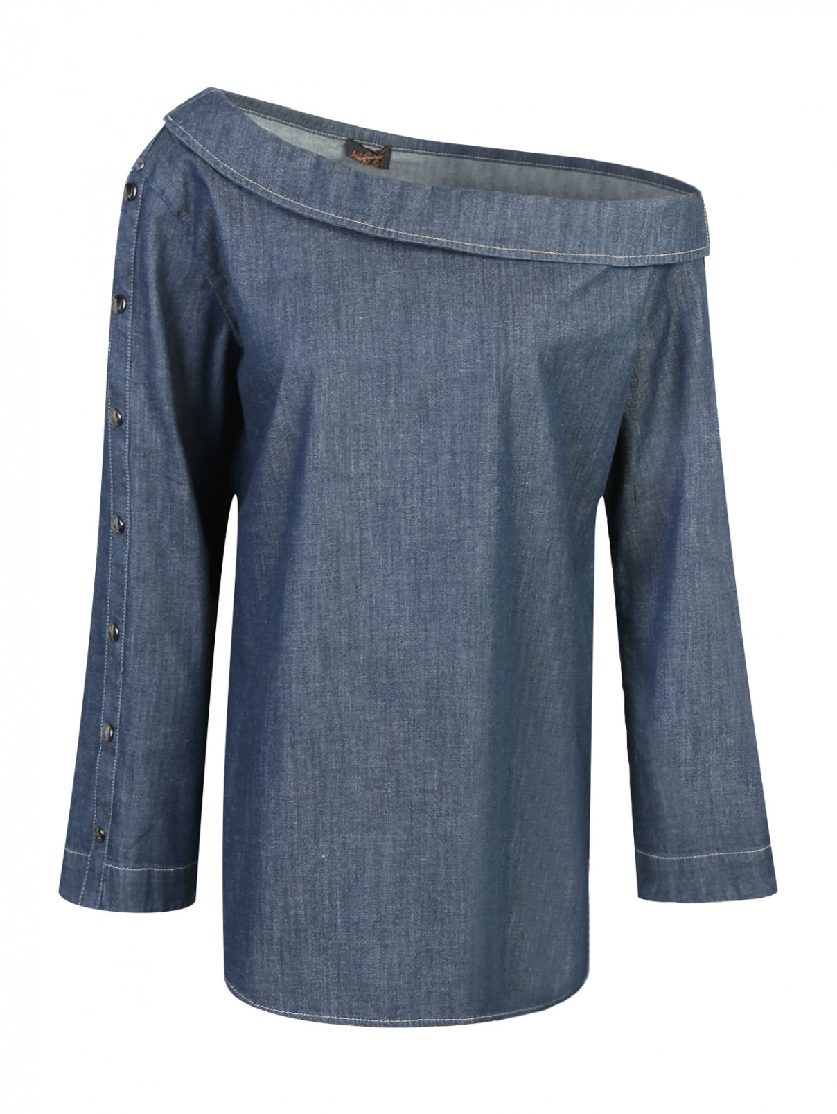 Джинсовая блузка свободного кроя Marina Rinaldi  –  Общий вид  – Цвет:  Синий