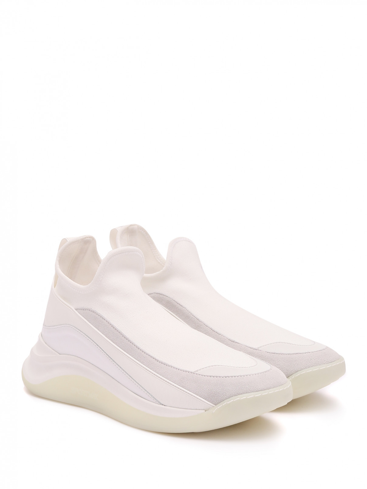 Кроссовки из текстиля на контрастной подошве Sportmax  –  Общий вид  – Цвет:  Белый