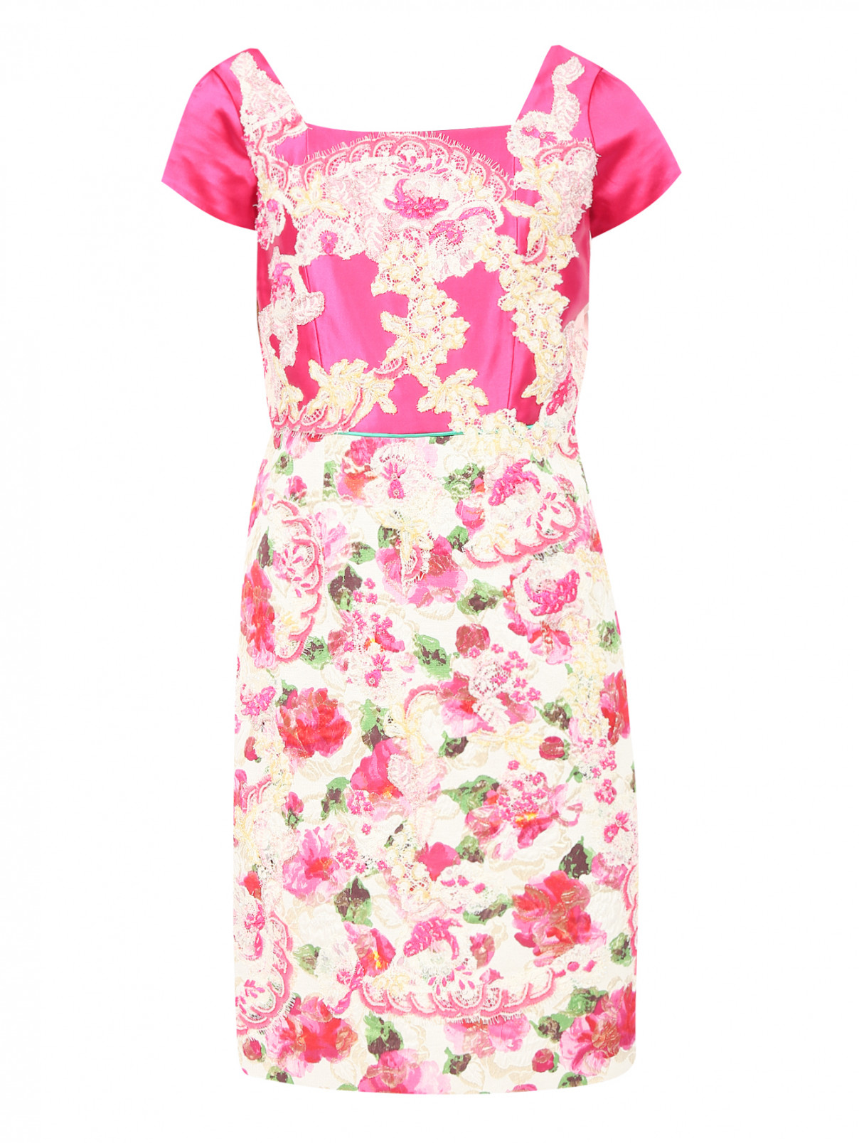 Платье из шелка с узором и декоративной отделкой Antonio Marras  –  Общий вид  – Цвет:  Розовый