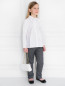 Хлопковая рубашка с оборкой и декоративной лентой Aletta Couture  –  Модель Общий вид