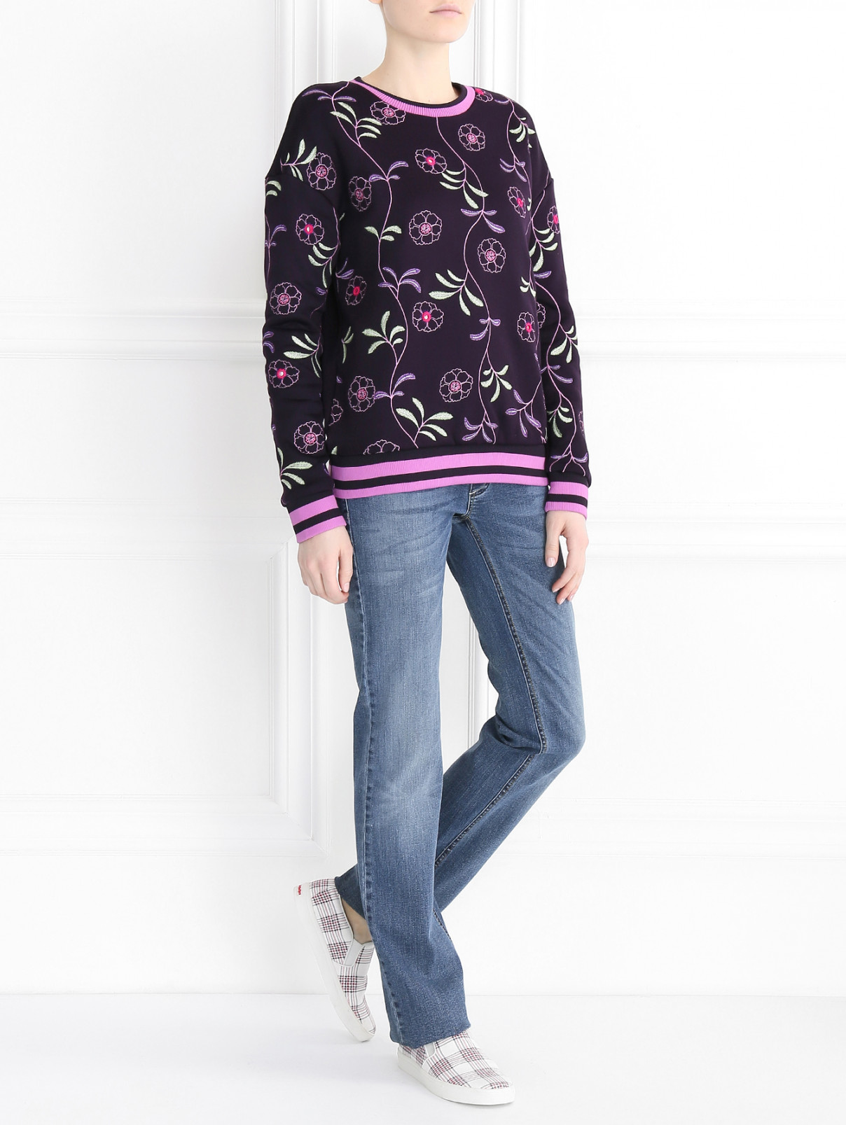 Свитшот с вышивкой Juicy Couture  –  Модель Общий вид  – Цвет:  Фиолетовый