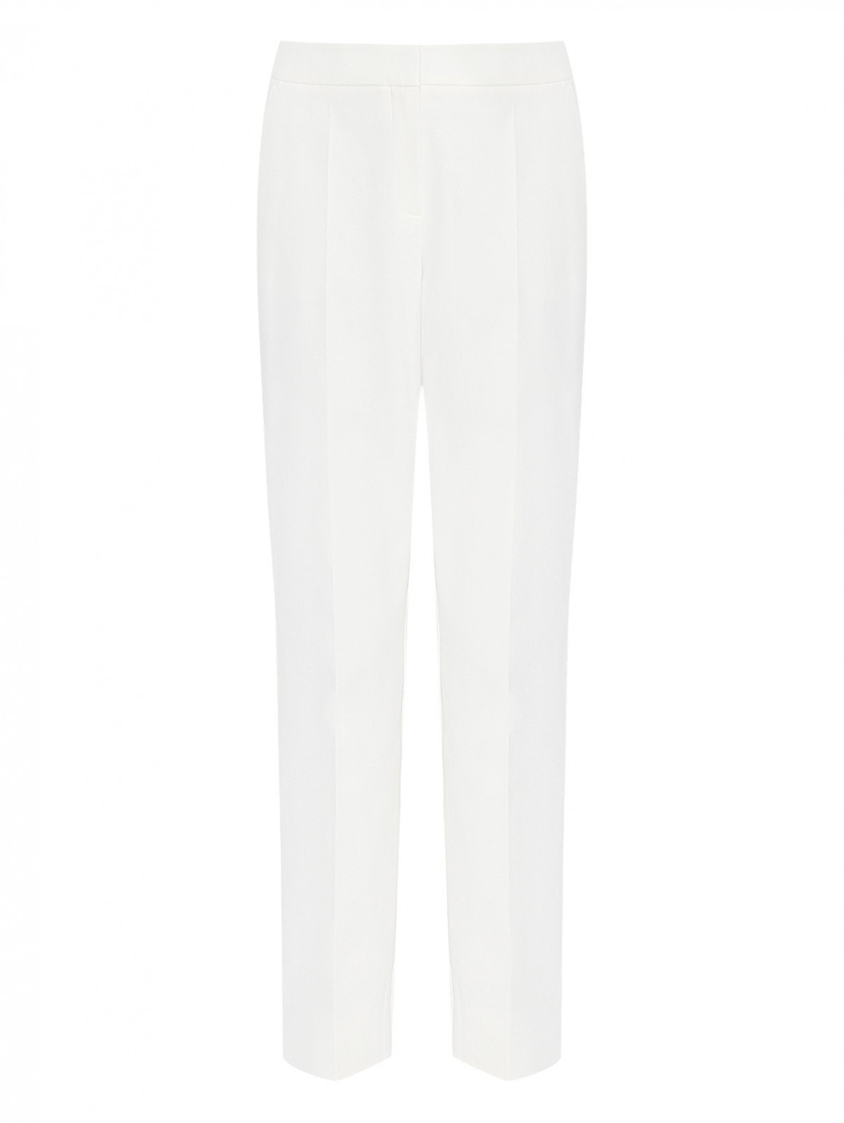 Однотонные брюки из хлопка Comma  –  Общий вид  – Цвет:  Белый
